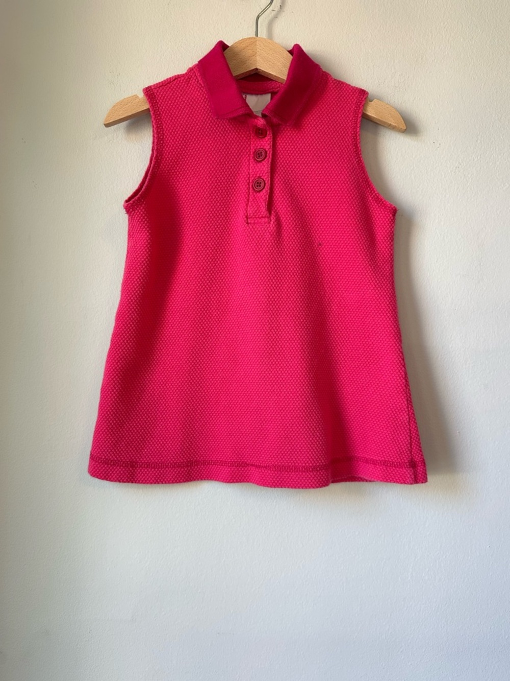 Vintage Fuchsia Cotton Pique Sleeveless Polo Shirt Size 4 (100)